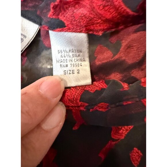 VTG Chicos Silk Velvet Burnout Top Blouse Tunic Sheer Lg Whimsigoth grunge Y2K - Picture 3 of 16